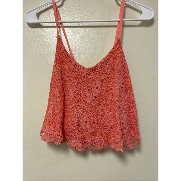 Charlotte Rouse Size Small Cropped Lace Orange Tank - Picture 1 of 3
